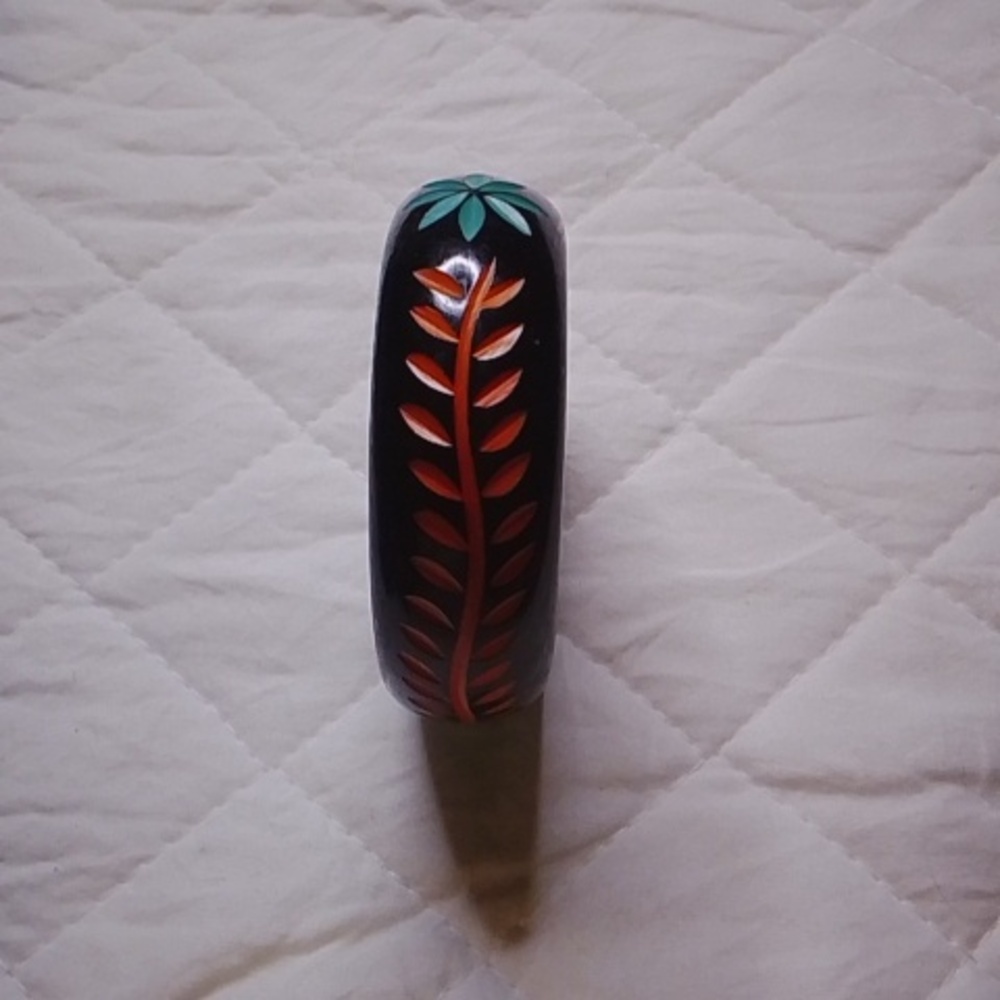 Colorful Carved Bangle Bracelet